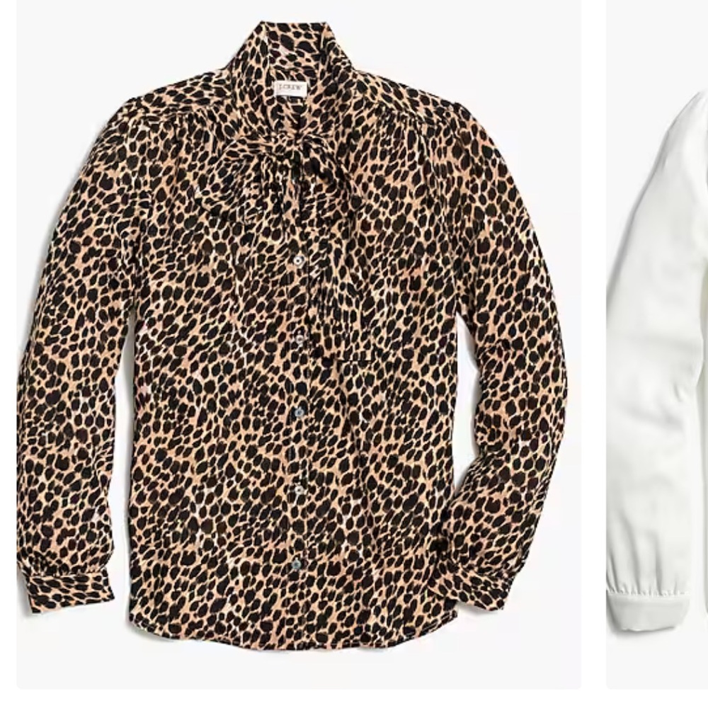 J Crew Tie Neck Leopard Print Blouse
